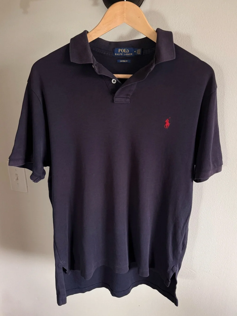 Polo Ralph Lauren Blue Label Men's Purple Polo Shirt Custom Fit Pony Logo Medium